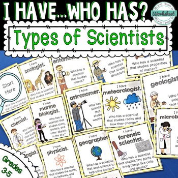 Types of Scientists: I Have Who Has by More Than a Worksheet | TpT