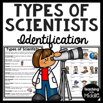 Preview of Types of Scientists Identification Worksheet