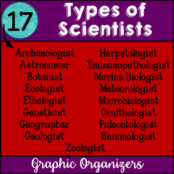 Types of Scientists Graphic Organizer