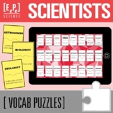 Types of Scientists Vocabulary Activity | Self-Checking Sc