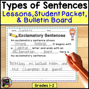 Preview of Types of Sentences and Punctuation | LESSON PLANS | BULLETIN BOARD | PACKET