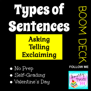 Preview of Types of Sentences BOOM DECK Internet Activities Valentine's Day