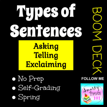 Preview of Types of Sentences BOOM DECK Internet Activity Spring Theme
