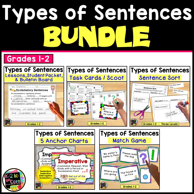 Types of Sentences & Punctuation BUNDLE; Lessons, Packet, Games ...