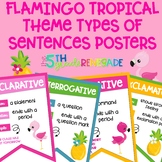 Types of Sentences Banners with a *Flamingo Pineapple Trop