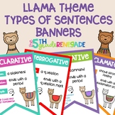 Types of Sentences Banners with a *Llama Alpaca* Theme