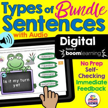 Preview of Types of Sentences Bundle - Digital Boom Cards Distance Learning