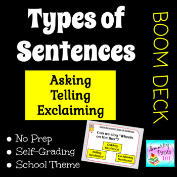 Preview of Types of Sentences DIGITAL BOOM Deck  School  