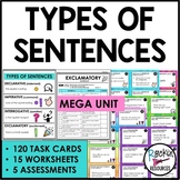 Types of Sentences Task Cards Worksheets Assessment for 4 