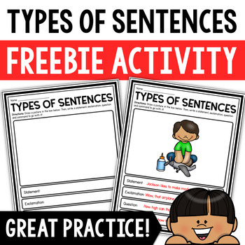 Preview of Types of Sentences | Questions, Statements, Exclamations, and Commands Worksheet