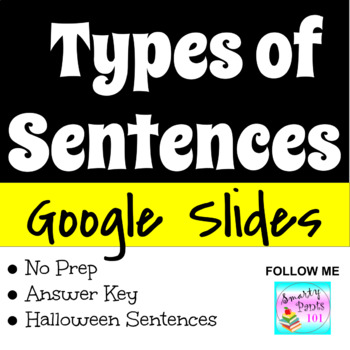 Preview of Types of Sentences GOOGLE SLIDES  Halloween Theme 