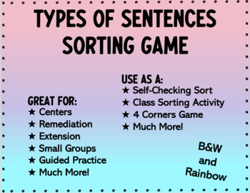 Preview of Types of Sentences Game - Sort - Center