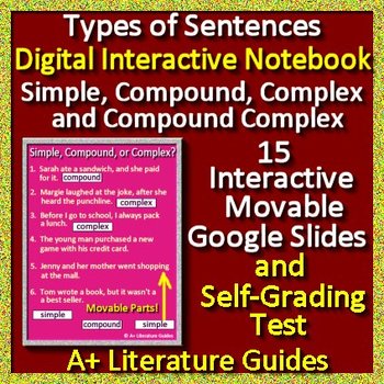Preview of Types of Sentences Interactive Notebook Google Digital Moveable Pieces