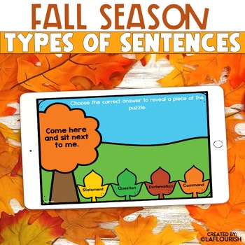 Preview of Types of Sentences | Reveal Puzzle | Google Slides | Fall | Autumn