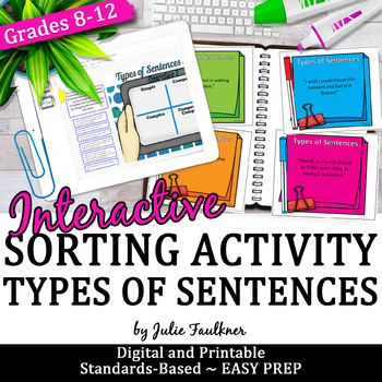 Preview of Types of Sentence Structure Grammar Sorting Game, Printable and Digital