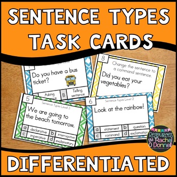 Preview of Types of Sentences Task Cards Differentiated Freebie