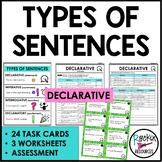 Types of Sentences Task Cards Worksheets Assessment for De