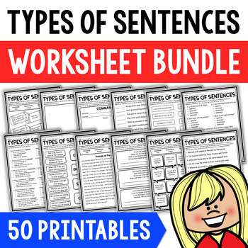 Preview of Four Types of Sentences Worksheets: Statement, Question, Exclamation, Command