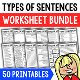 Four Types of Sentences Worksheets: Statement, Question, E
