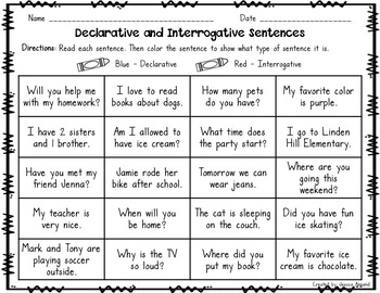 Types of Sentences Worksheets by Jessica Annand | TpT