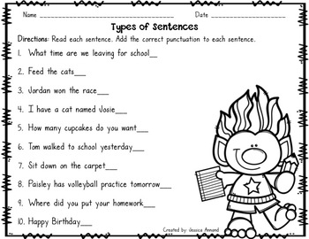 Types of Sentences Worksheets by Jessica Annand | TpT