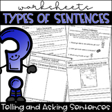 Types of Sentences Worksheets- Telling and Asking Sentences