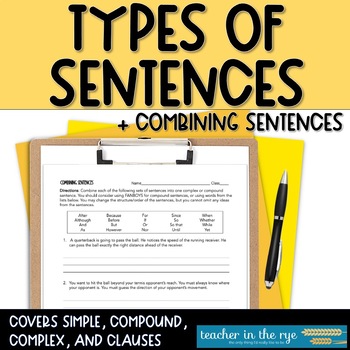 Preview of Types of Sentences and Combining Sentences Worksheets Mixed Practice with Key