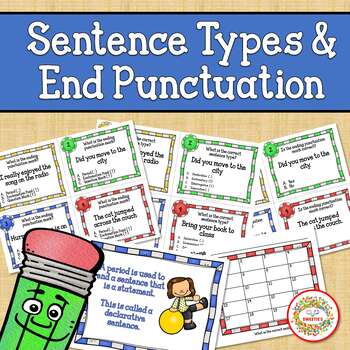 Preview of Types of Sentences and End Punctuation Marks Task Cards