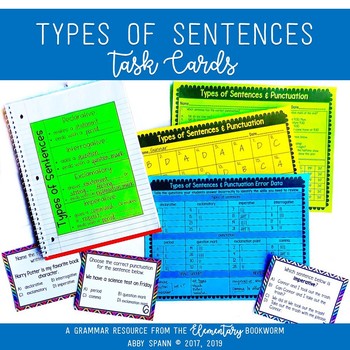 Preview of Types of Sentences and Punctuation Task Cards {Types of Sentences SCOOT!)