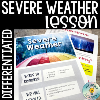 Preview of Types of Severe Weather Lesson: Hurricanes, Tornadoes, Thunderstorms & Blizzards