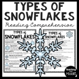 Types of Snowflakes Reading Comprehension Worksheet Winter