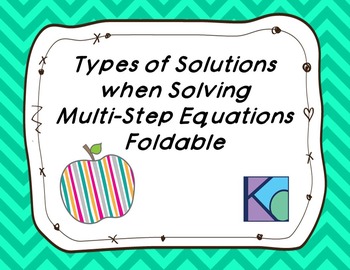Preview of Types of Solutions to Multi-Step Equations Foldable