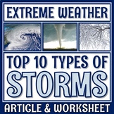 Types of Storms and Severe Weather Reading and Worksheet