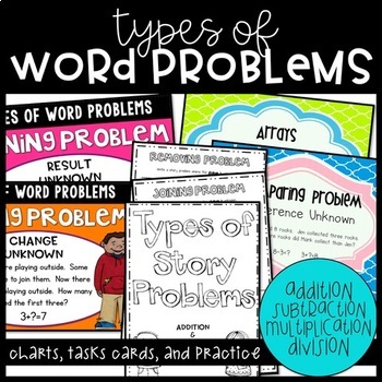 Preview of Types of Word Problems: Joining, Separating, Comparing, Equal Groups, and Arrays