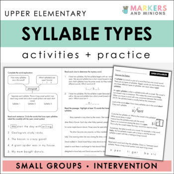 Preview of Types of Syllables - Targeted Instruction for Small Groups and Intervention