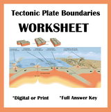 Types of Tectonic Plate Boundaries: Worksheet (DIGITAL or PRINT)