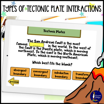 Preview of Types of Tectonic Plate Interactions BOOM Cards
