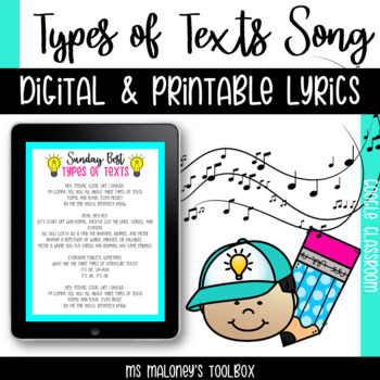 Preview of Types of Texts SONG LYRICS | Poems, Plays, & Prose | Sunday Best by Surfaces