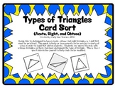 Types of Triangles Card Sort (Acute, Right, and Obtuse)