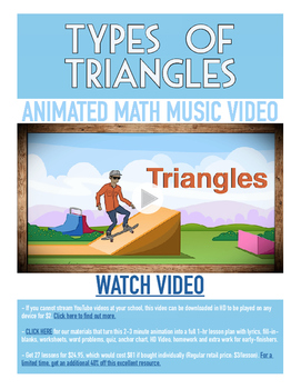 Preview of Types of Triangles | FREE Game, Worksheet & Fun Video | 4th-5th Grade Activity