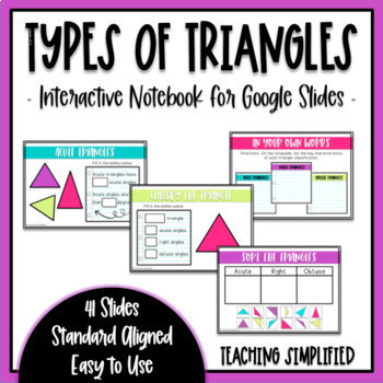 Preview of Types of Triangles Interactive Notebook for Google Slides Distance Learning