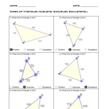 equilateral isosceles and scalene triangles worksheets