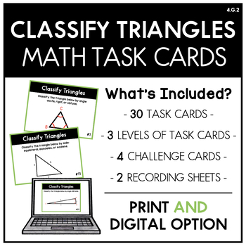 Preview of 4.G.2: Classify Triangles by Angles AND Sides Task Cards