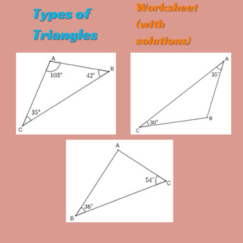 Preview of Types of Triangles Worksheet (with solutions)