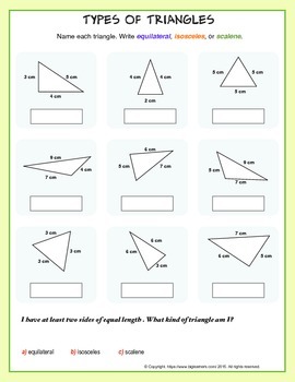 Preview of Types of Triangles (equilateral, scalene, or isosceles)