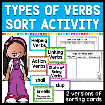 Preview of Types of Verbs Cards Sort Activity