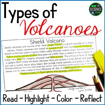 Preview of Types of Volcanoes - Worksheets that Compare Volcano Types