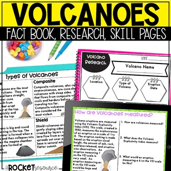 Preview of Volcano Worksheets Types of Volcanoes Natural Disasters Activities