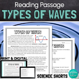 Types of Waves Reading Comprehension Passage PRINT and DIGITAL