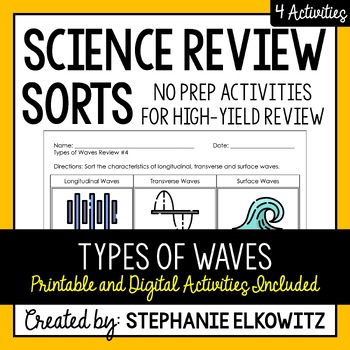 Preview of Types of Waves Review Sort | Printable, Digital & Easel